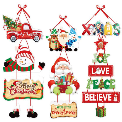 Christmas Hanging Banner Garland Bunting Santa Claus Snowflakes Flag Banner Merry Christmas Party Decoration Gift