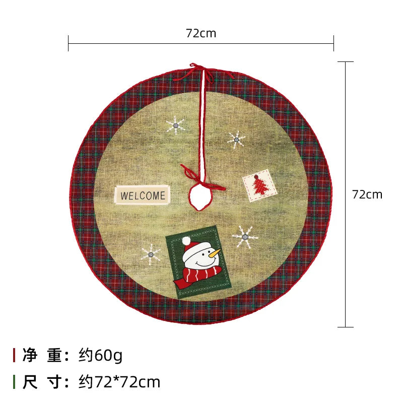 60Cm Christmas Tree Skirt Red Christmas Tree Foot Cover Santa Claus Snowflake Christmas Tree Carpet Base Mat Decorations