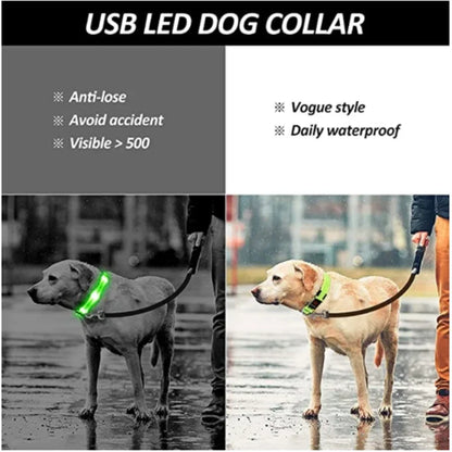 Fashion Pet Dog Collar Nylon Glow LED Glowing Cat Collars Adjustable Dog Leash Anti-loss Pet Cats Dogs Harness Accessories