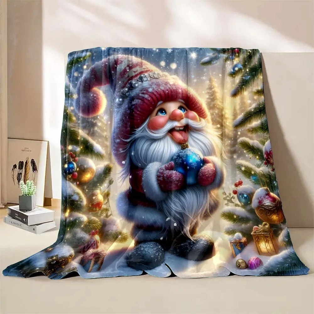 6 Sizes Gnome Christmas Printed Blanket Warm Soft and Comfortable Home Travel Blanket Sofa Bedding Cover Blanket Holiday Gifts