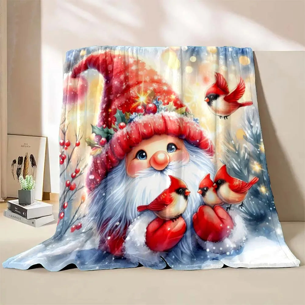 6 Sizes Gnome Christmas Printed Blanket Warm Soft and Comfortable Home Travel Blanket Sofa Bedding Cover Blanket Holiday Gifts