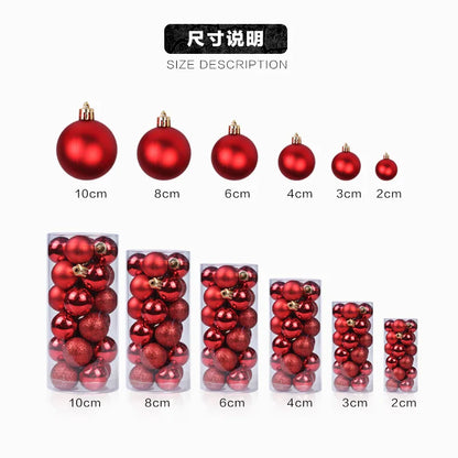 24/pcs 8CM Christmas Ball Ornaments Set Painted Plastics Christmas Tree Pendant Decoration Christmas Decoration Accessories