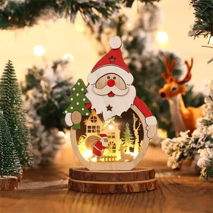 LED Lighted Santa Claus Shape Wooden Christmas Decorations for Home Hotel Window LED Christmas Decorations Lighting