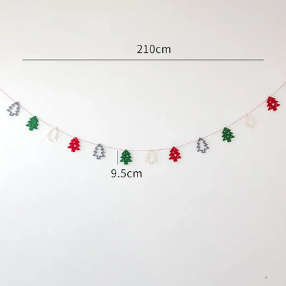 Merry Christmas Banner Wool Felt Triangle Flag Garland Xmas Tree Hanging Ornaments For Home Decorations New Year Party Supplies