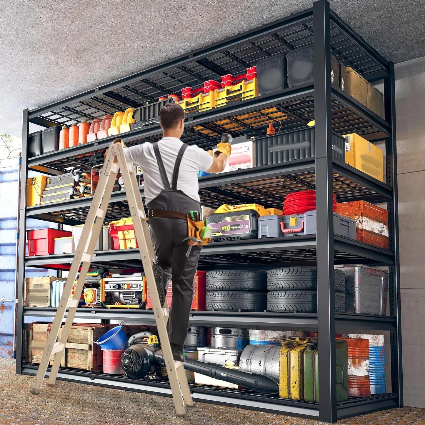 Garage Shelving 3500LBS Storage Shelves 6 Tier Metal Shelves Adjustable Shelving Units and Storage Rack 60" W x 84" H x 24" D