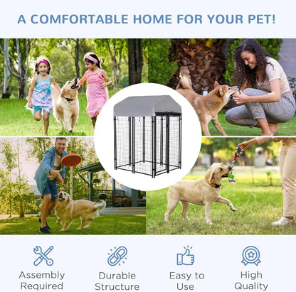 Dog Playpen Outdoor Dog Kennel Dog Exercise Pen with Lockable Door Water Resistant Canopy for Small and Medium Dogs