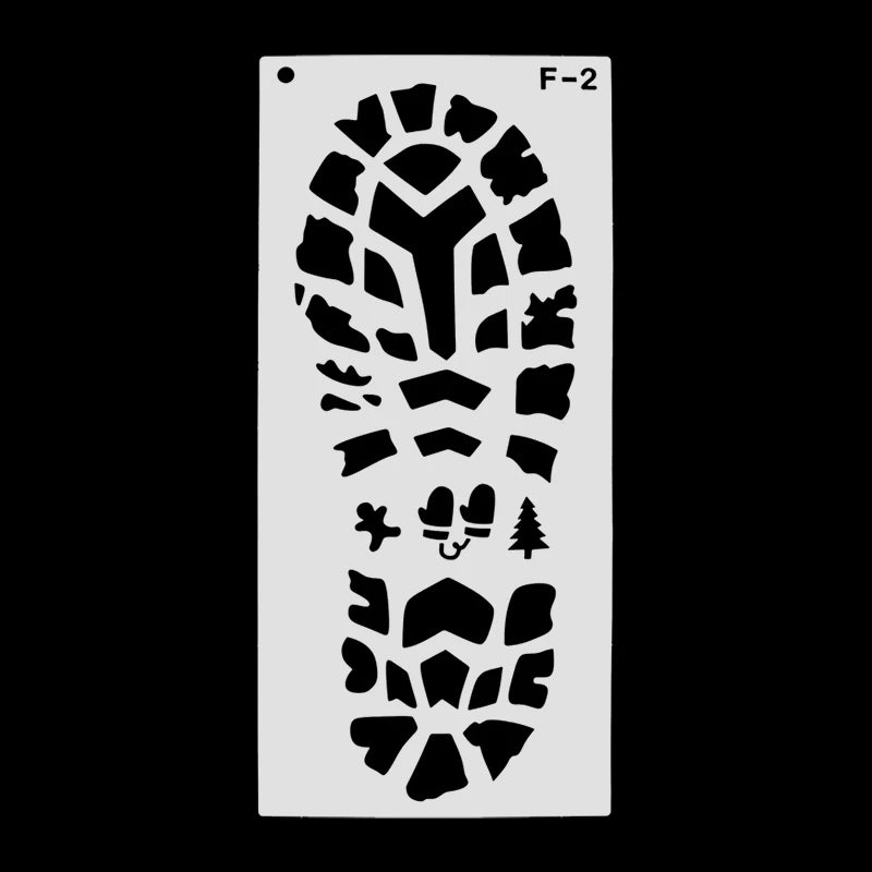 6pcs Christmas Footprint Snowflake Stencil Santa Claus Footprint Painting Template Scrapbook Coloring Embossing Album Xmas Decor