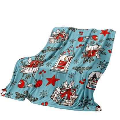 Coral Blanket Christmas Print Lightweight Hugging Flannel Blanket Throw Rug Sofas Soft Plush Beds Sheet Blankets Naps Home Cover