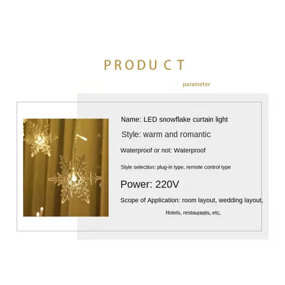 3.2M Christmas Snowflakes LED String Lights Flashing Fairy Curtain Lights Waterproof For Holiday Party Wedding Xmas Decoration