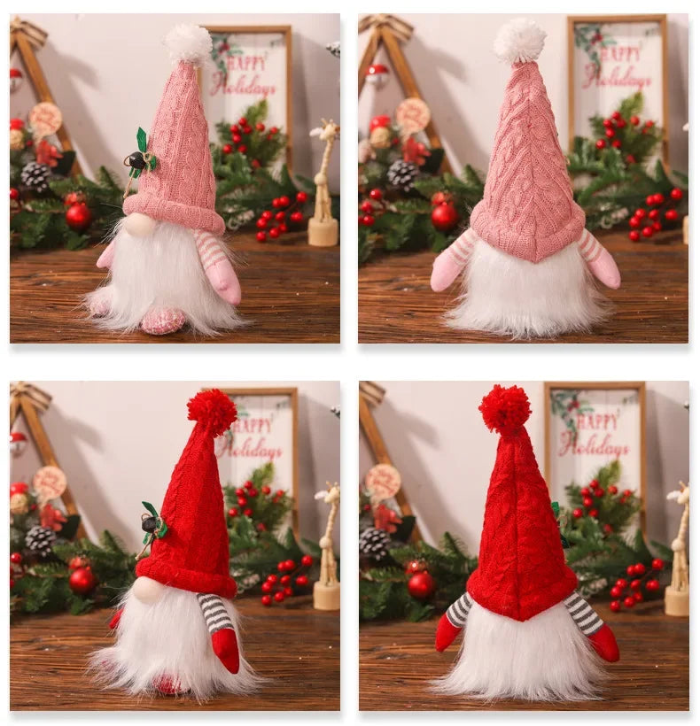 Glowing Knitted Gnome Doll with Led Night Light Christmas Decorations, Home Xmas Tree Decor