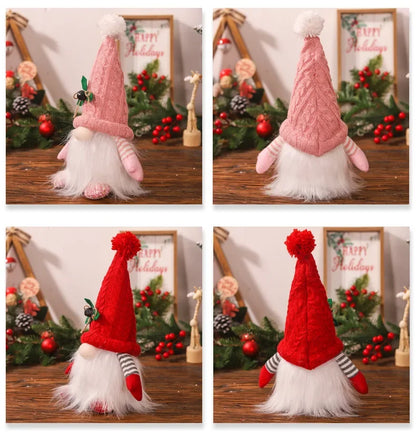 Glowing Knitted Gnome Doll with Led Night Light Christmas Decorations, Home Xmas Tree Decor