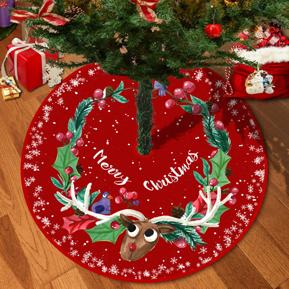 72/92/122Cm Christmas Tree Skirt Red Christmas Tree Foot Cover Santa Claus Snowflake Christmas Tree Carpet Base Mat Decorations