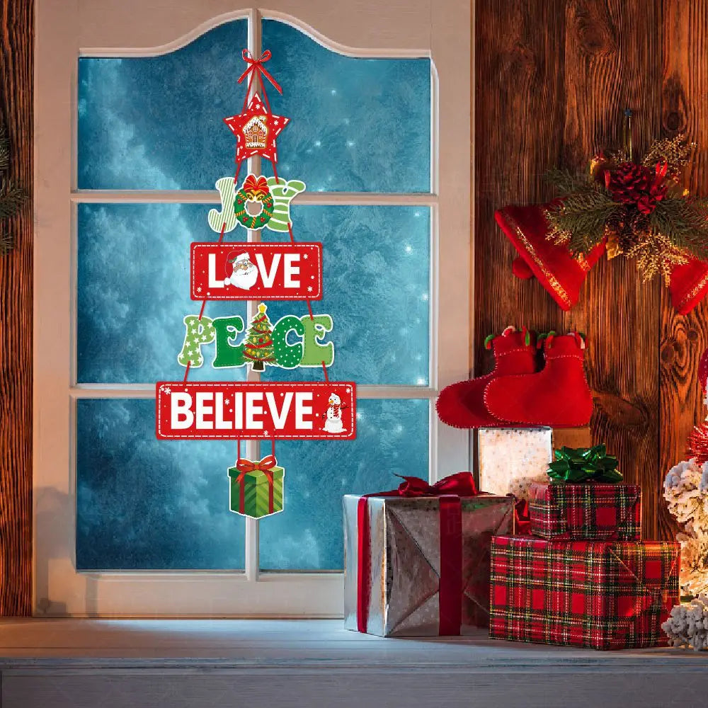 Christmas Hanging Banner Garland Bunting Santa Claus Snowflakes Flag Banner Merry Christmas Party Decoration Gift