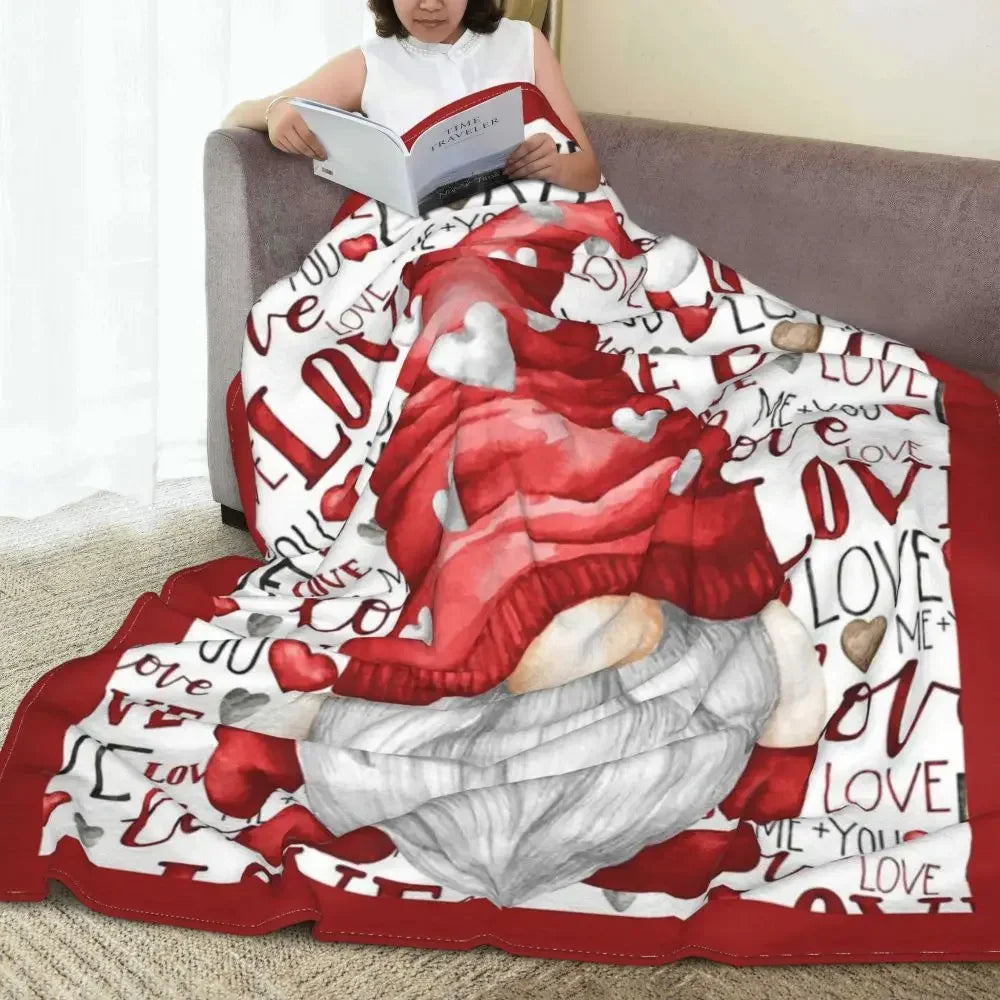 Christmas Gnome Knitted Blanket Valentine Love New Year Flannel Throw Blankets Summer Air Conditioning Lightweight Bedspreads