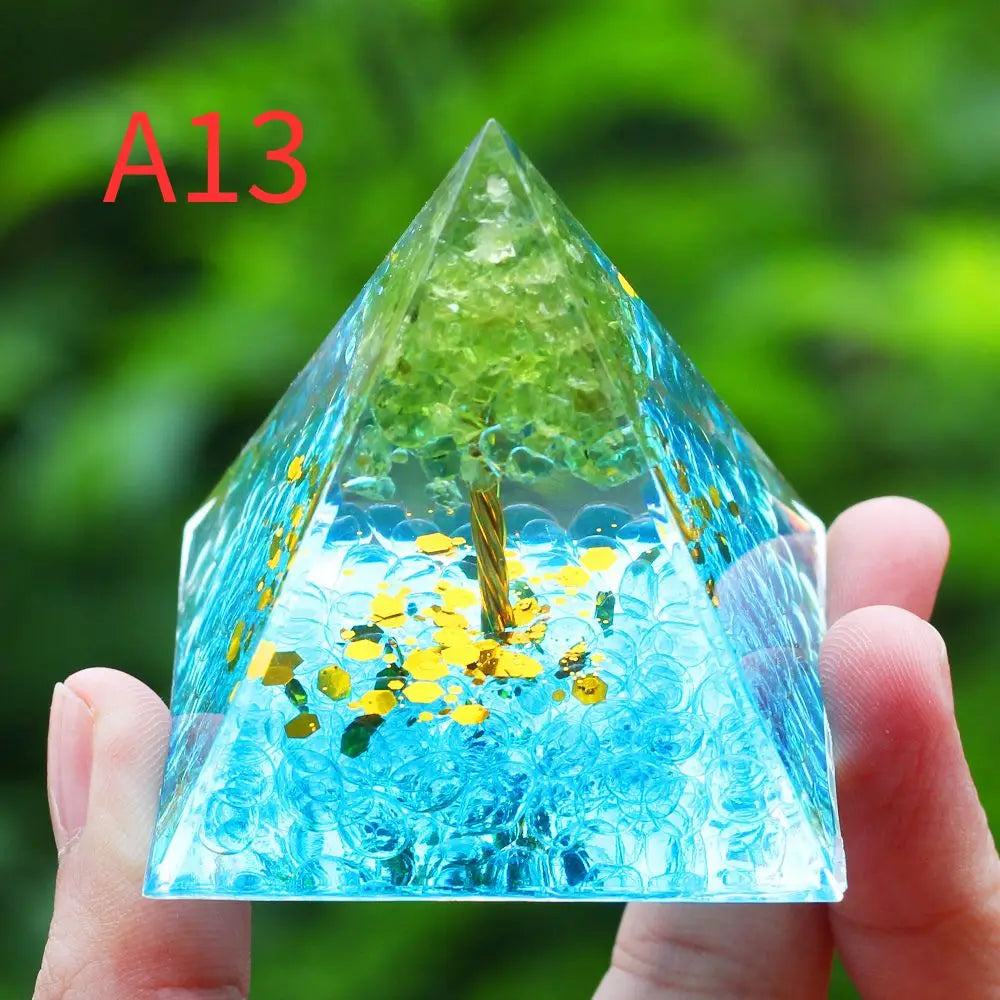 Crystals Stone Orgone Pyramid Energy Generator Natural Amethyst Peridot Reiki Chakra Meditation Tool Room Decor Christmas Gifts