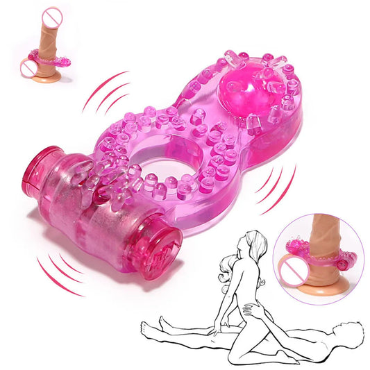 Penis Ring Vibrator Strong Penis Erect Cock Ring Crystal Butterfly Vibrating Rings Enhance Sex Ability Product Sex Toys For Men