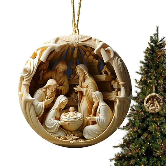 1/5pcs Jesus Nativity Scene Ornament Christmas Christian Tree Ornaments The Birth Of Jesus Decorations Religious Decor Gifts