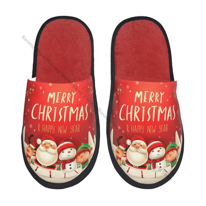 Winter Slipper Woman Man Fluffy Warm Slippers Santa Claus Snowman Reindeer And Elf In Christmas House Slippers Shoes