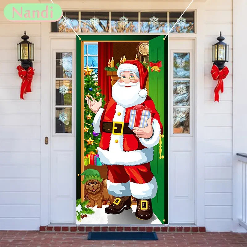 Christmas Background Decoration Hanging Cloth Christmas Door Background Cloth Party Decoration Tapestry Door Cover