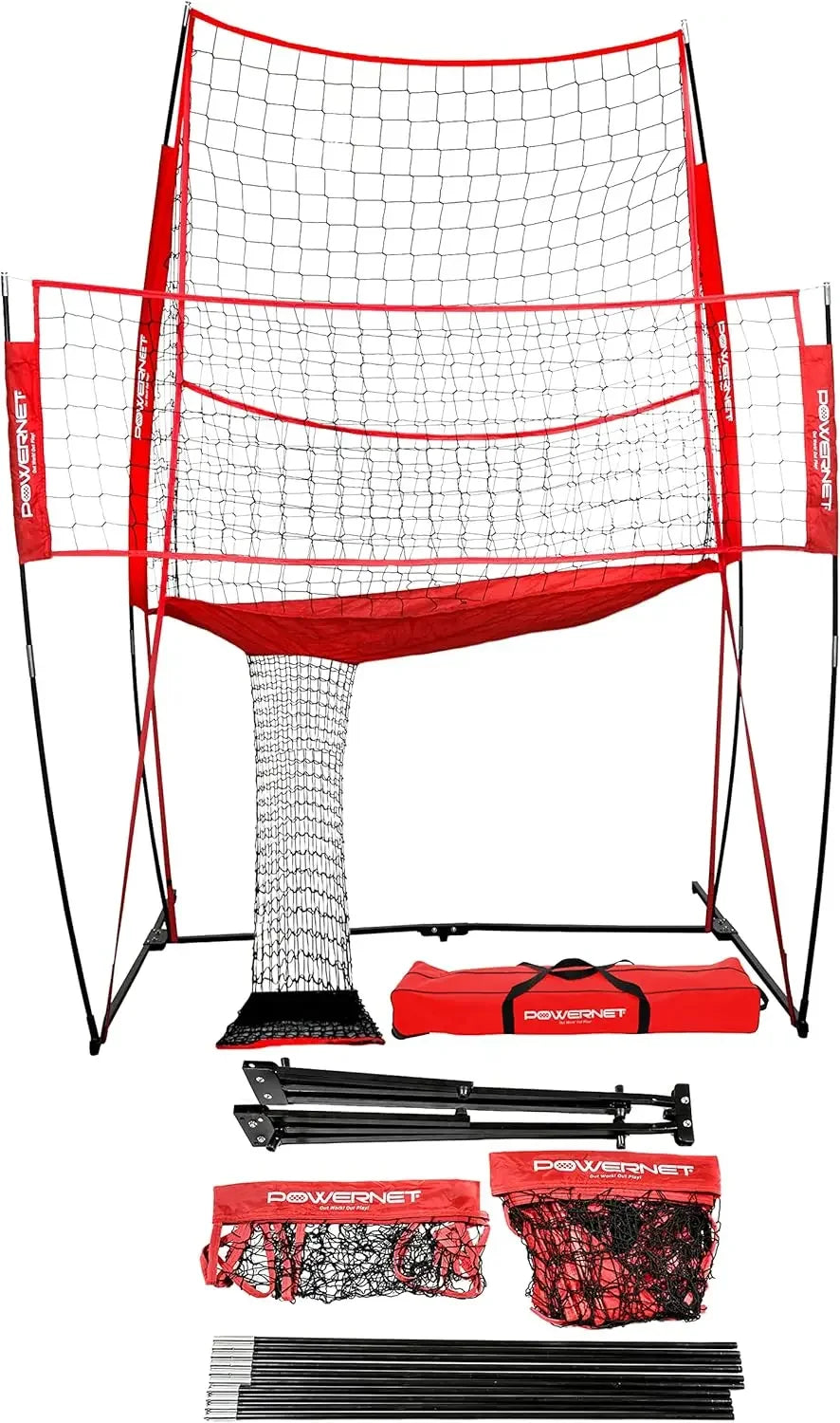 Volleyball Practice Net Station, 8 ft Wide by 11 ft High, Ball Return, Great for Hitting and Serving Drills, Perfect fo