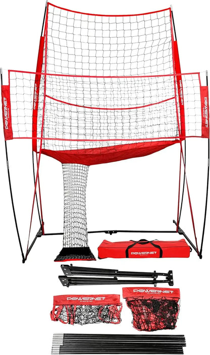 Volleyball Practice Net Station, 8 ft Wide by 11 ft High, Ball Return, Great for Hitting and Serving Drills, Perfect fo