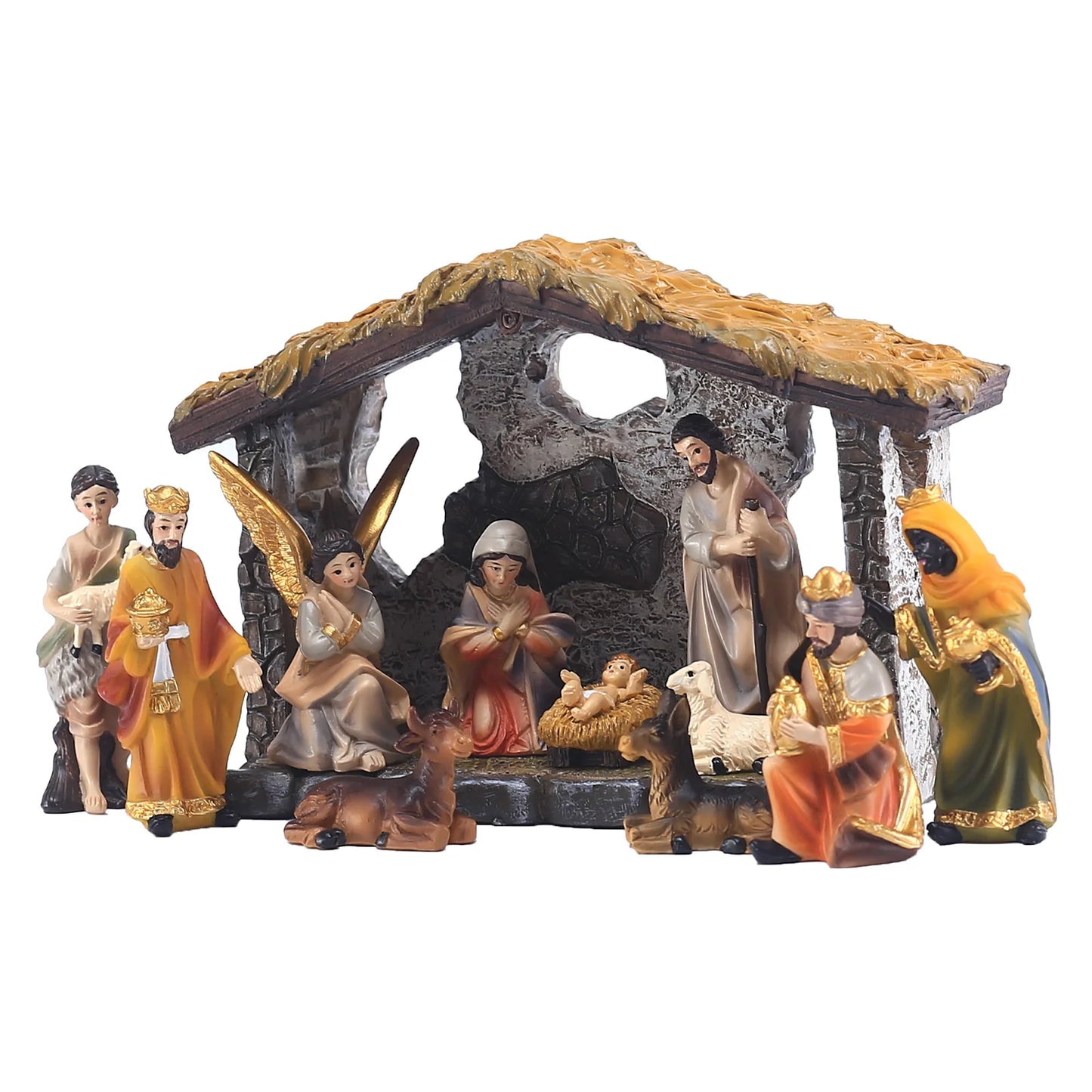 Scene of the Birth of Jesus Statue Set, Nativity Manger, Resin Crafts, Home Ornament Figures, Christmas Decoration