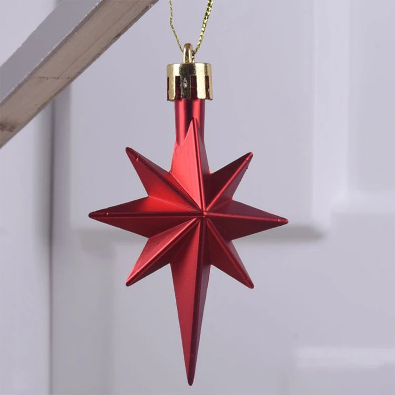 Christmas Treetop Star Pendent Glittering Hollow Out Gold Silver Red Stars Home Party Festival Hanging Decoration Tree Ornament