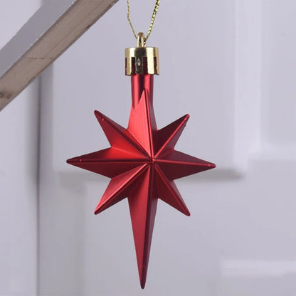 Christmas Treetop Star Pendent Glittering Hollow Out Gold Silver Red Stars Home Party Festival Hanging Decoration Tree Ornament