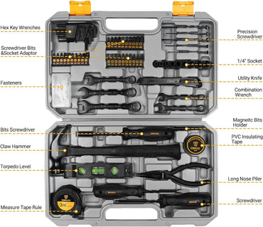 DEKO Tool Kit Set Box Home Repair Tools Basic Hand Toolbox Sets 148Piece.