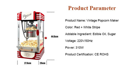 Household Small Hot Air Popcorn Maker Electric Popcorn Popper for Party