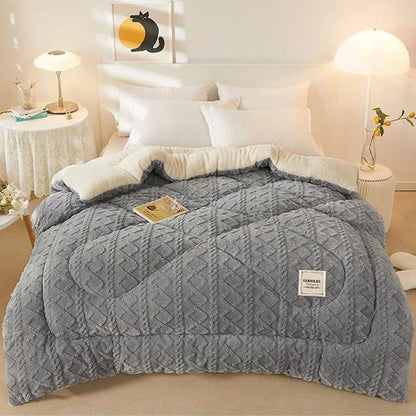 High End Thickened Winter Warm Blankets for Beds Artificial Lamb Cashmere Weighted Blanket Thicker Warmth Duvet Quilt Comforter