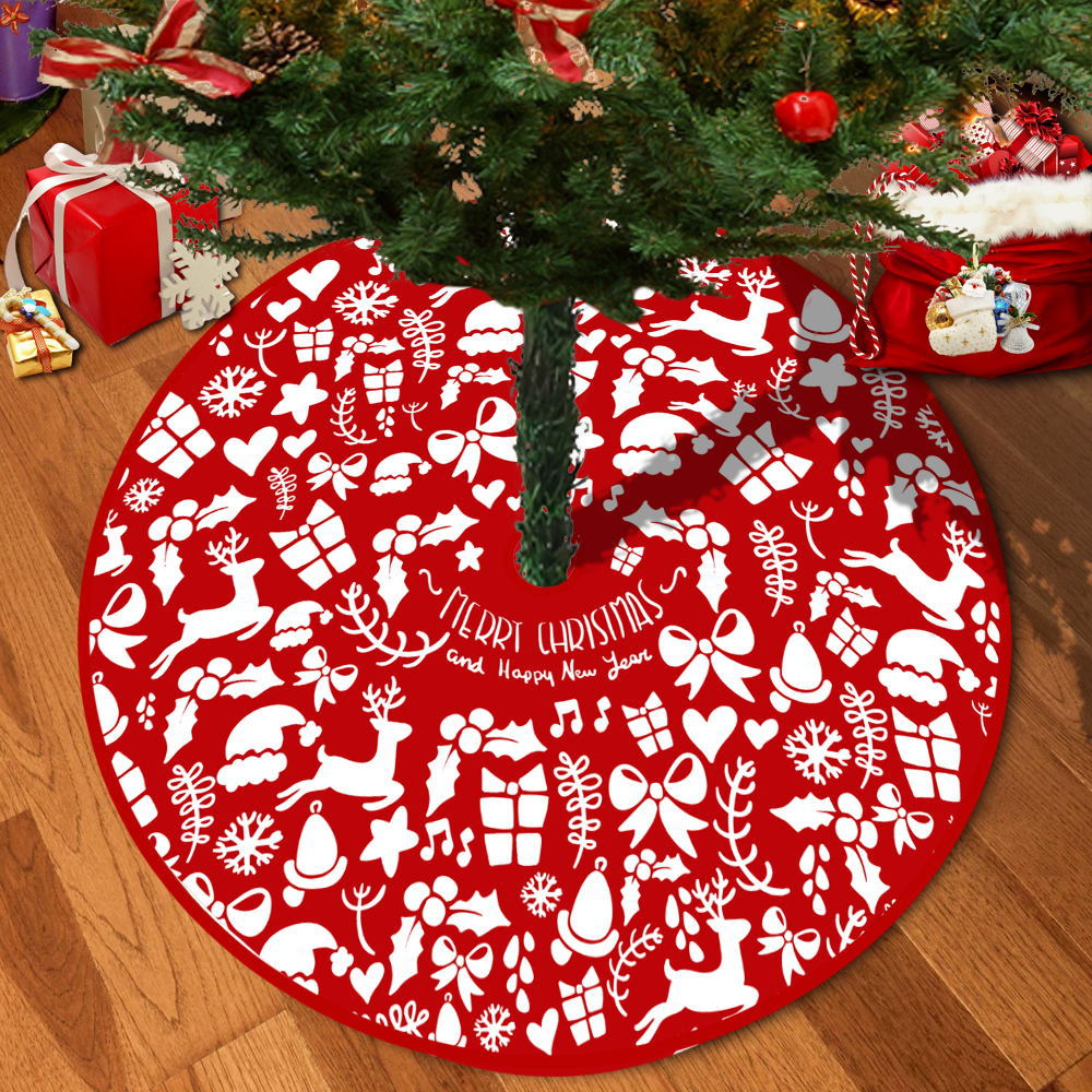 72/92/122Cm Christmas Tree Skirt Red Christmas Tree Foot Cover Santa Claus Snowflake Christmas Tree Carpet Base Mat Decorations