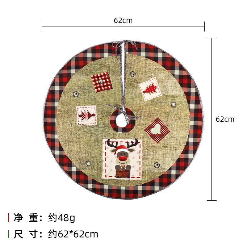 60Cm Christmas Tree Skirt Red Christmas Tree Foot Cover Santa Claus Snowflake Christmas Tree Carpet Base Mat Decorations