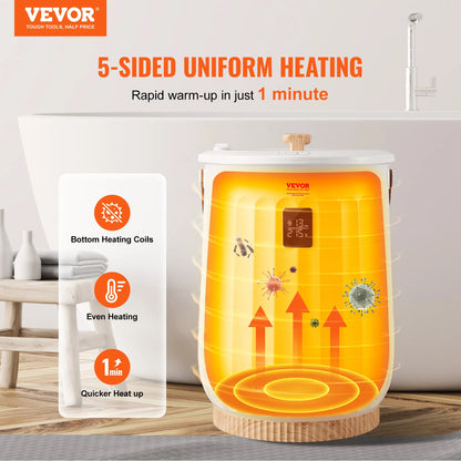 VEVOR Towel Warmer 20L Large Towel Warmer Bucket with LED Screen Auto Shut Off Child Safety Lock Heat 4-Level Time Adjustable