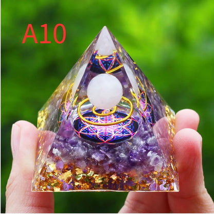 Crystals Stone Orgone Pyramid Energy Generator Natural Amethyst Peridot Reiki Chakra Meditation Tool Room Decor Christmas Gifts