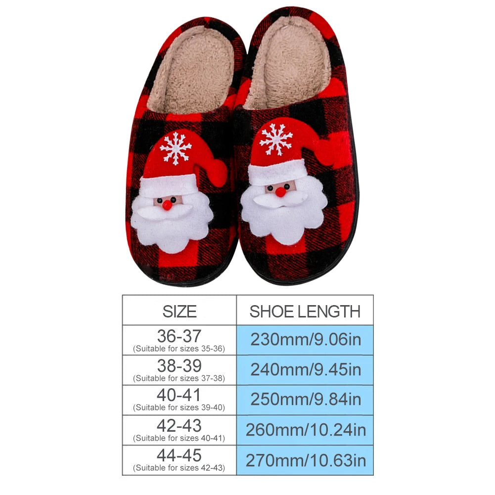 Winter Christmas Slippers Santa Claus Fur Slipper Soft Warm Plush Cushion Slides Bedroom Men Women Winter Home Cotton Slippers