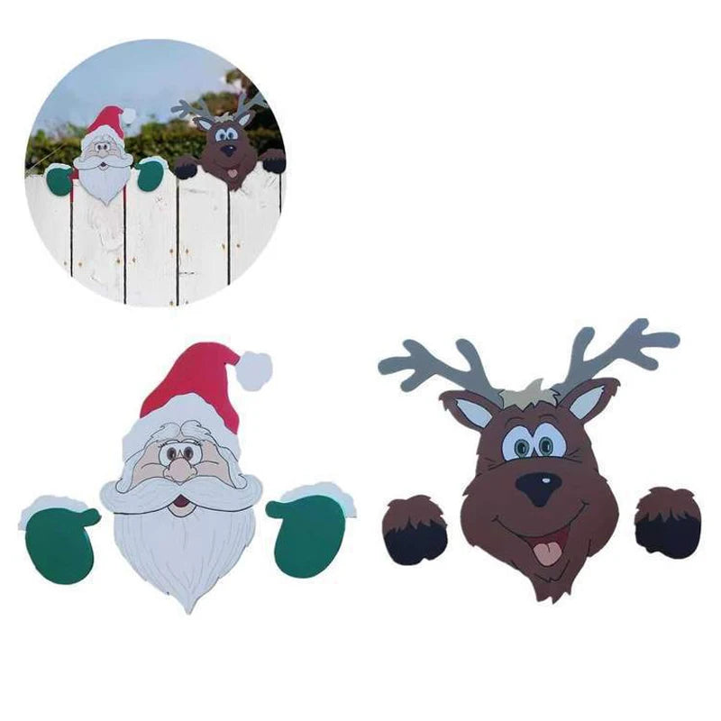 New year Santa Claus fence peeps Christmas decoration outdoor holiday occasion home garden