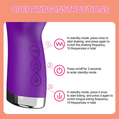 Vibrator For Women 2 In 1 Licking Machine Clitoris Stimulator G-Spot Powerful Vibro Dildo Wand Female Clit Sucker Adult Sex Toys