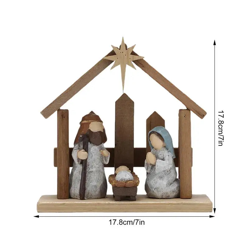 Nativity Scene Statues Christmas Religious Manger Decor Nativity Scene Indoor Christmas Tabletop Ornament Christmas Religious