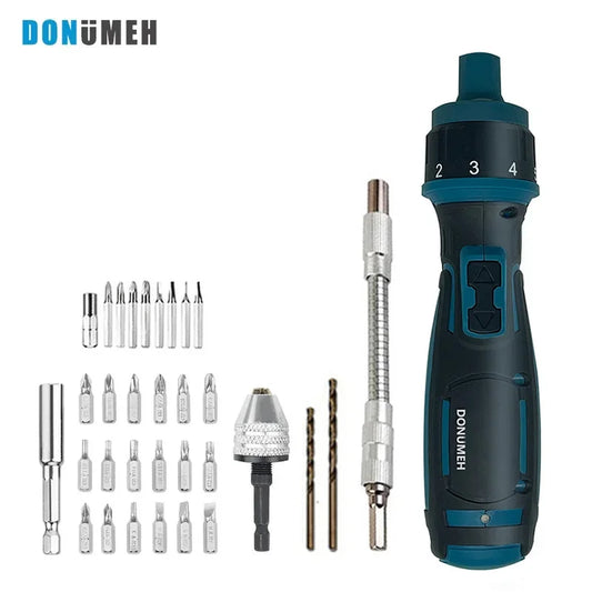 DONUMEH Cordless Electric Screwdriver 1300mah Li-ion Battery Rechargeable Mini Drill 3.6V Power Tools Set Household Maintenance