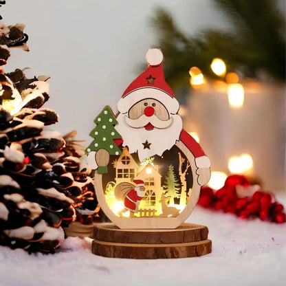 Creative Santa Snowman Ornament Household Led Lighted Wooden Christmas Decorations Durable Portable Christmas Light