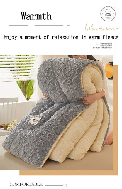 High End Thickened Winter Warm Blankets for Beds Artificial Lamb Cashmere Weighted Blanket Thicker Warmth Duvet Quilt Comforter