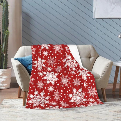 Christmas Snowflake Throw Blanket  Soft Warm All Season Decorative Blankets for Bed Chair Car Sofa Couch Bedroom