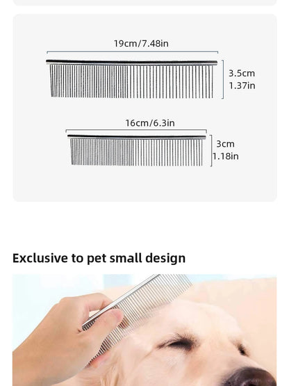 Pet Hair Removal Comb Stainless Steel Pet Grooming Comb Gently Removes Loose Knotted Hair Dog Cat Cleaning Beauty Supplies