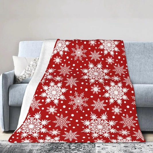 Christmas Snowflake Throw Blanket  Soft Warm All Season Decorative Blankets for Bed Chair Car Sofa Couch Bedroom