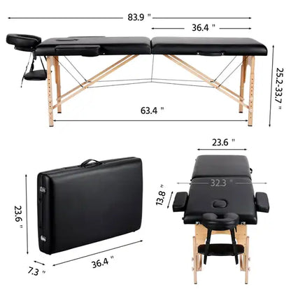 83''/84'' 2 Section Portable Massage Table Professional Facial Bed  Esthetician Lash Beds Ergonomic Folding - Adjustable Height