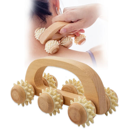 1 Pcs Wooden Massage Roller Tool, Manual Wooden Massager, Wood Back Massage Roller for Neck Leg Back Deep Tissue Muscle Massager