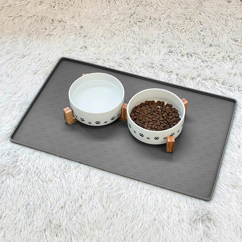 Pet Placemat Cat Food Bowl Mat Dog Feed Mat Cat Dog Drinking Feeding Placemat Silicone Waterproof Non-slip Pet Feeder Mats