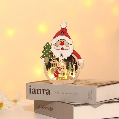 Creative Santa Snowman Ornament Household Led Lighted Wooden Christmas Decorations Durable Portable Christmas Light