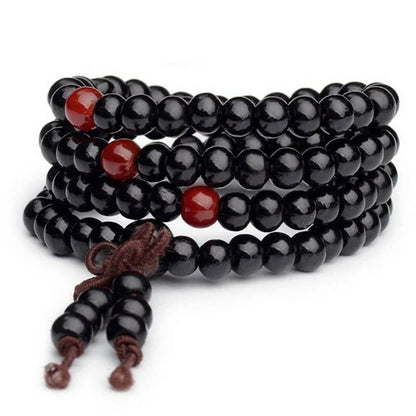 8mm Buddhist Natural Sandalwood Buddha Meditation Wood Prayer Bead Mala Bracelet Women Men 108 Beads Bangles Hanging Decoration